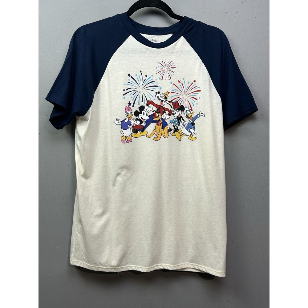 Disney Celebrate Together T Shirt Adult Medium Fireworks Raglan Mickey Mouse NEW